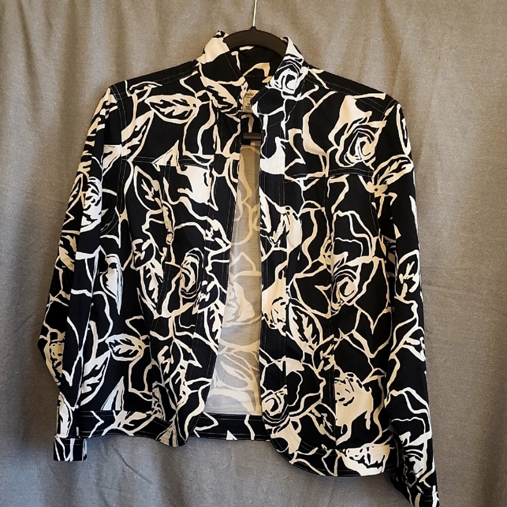 Coldwater Creek Black and White Jean Jacket